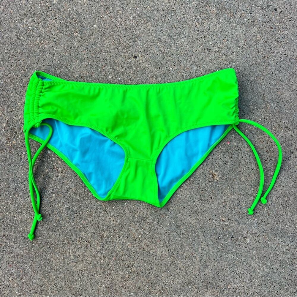 Victoria’s Secret Neon Green Low rise Hip Hugger Cinch Up Tie Bikini Bottoms S